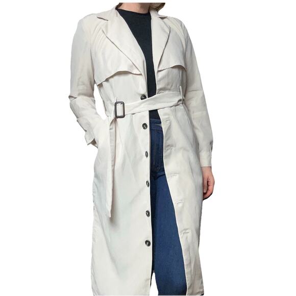 NWT Gibsonlook Women’s Modal Blend Trench Coat Size M Soft Lightweight Belted - Picture 4 of 12